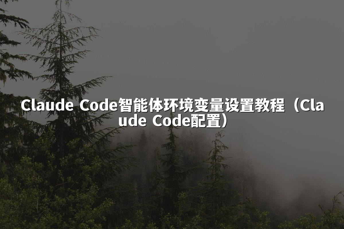 Claude Code智能体环境变量设置教程（Claude Code配置）