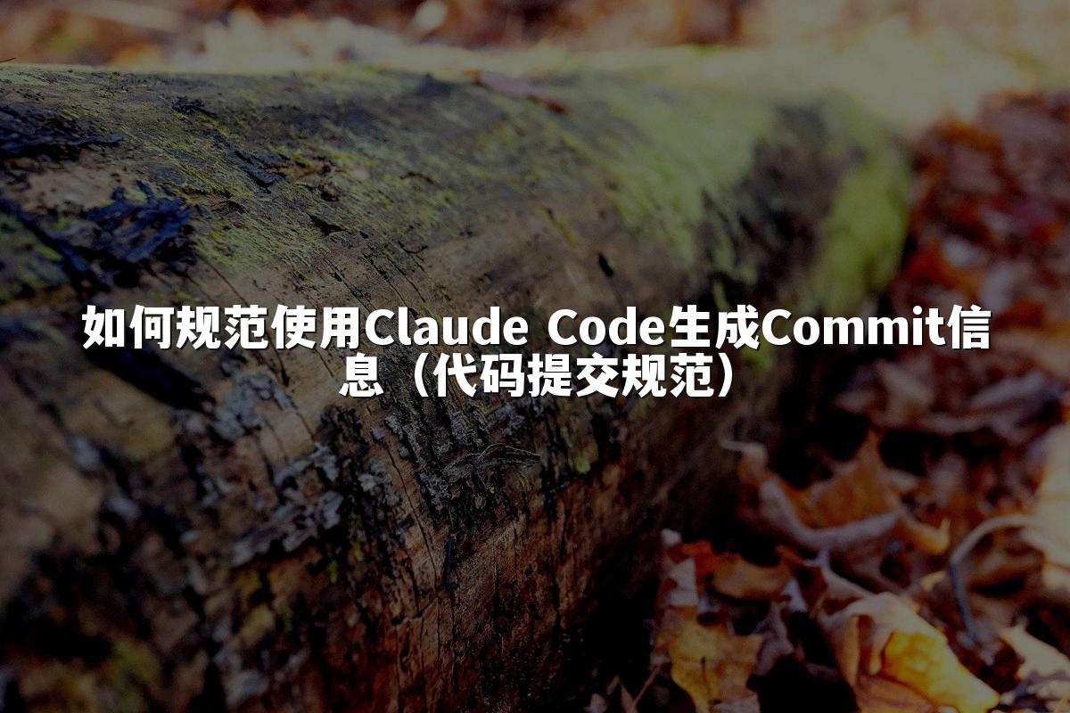 如何规范使用Claude Code生成Commit信息(代码提交规范)