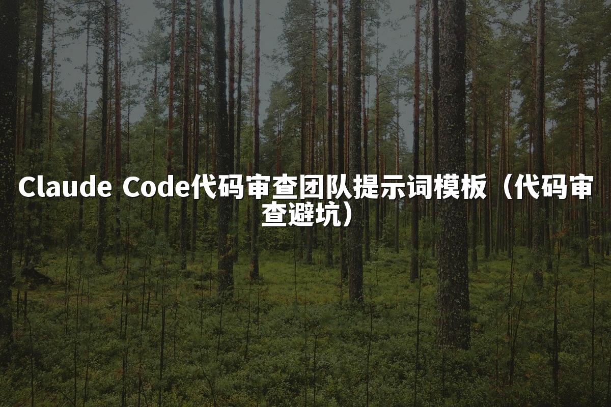 Claude Code代码审查团队提示词模板（代码审查避坑）