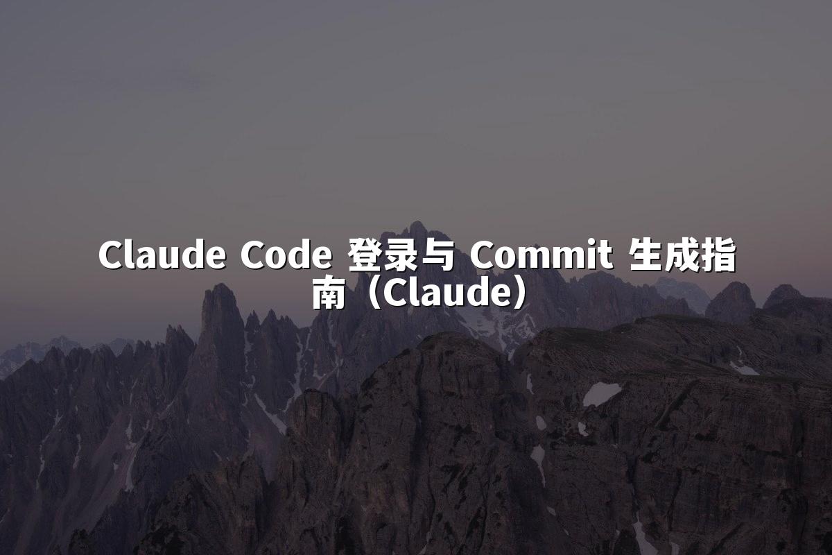 Claude Code 登录与 Commit 生成指南（Claude）