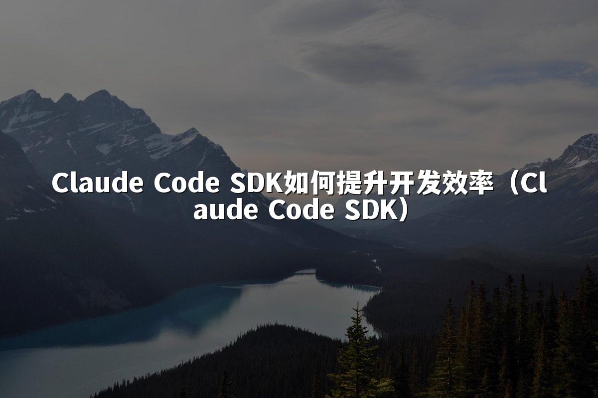 Claude Code SDK如何提升开发效率(Claude Code SDK)