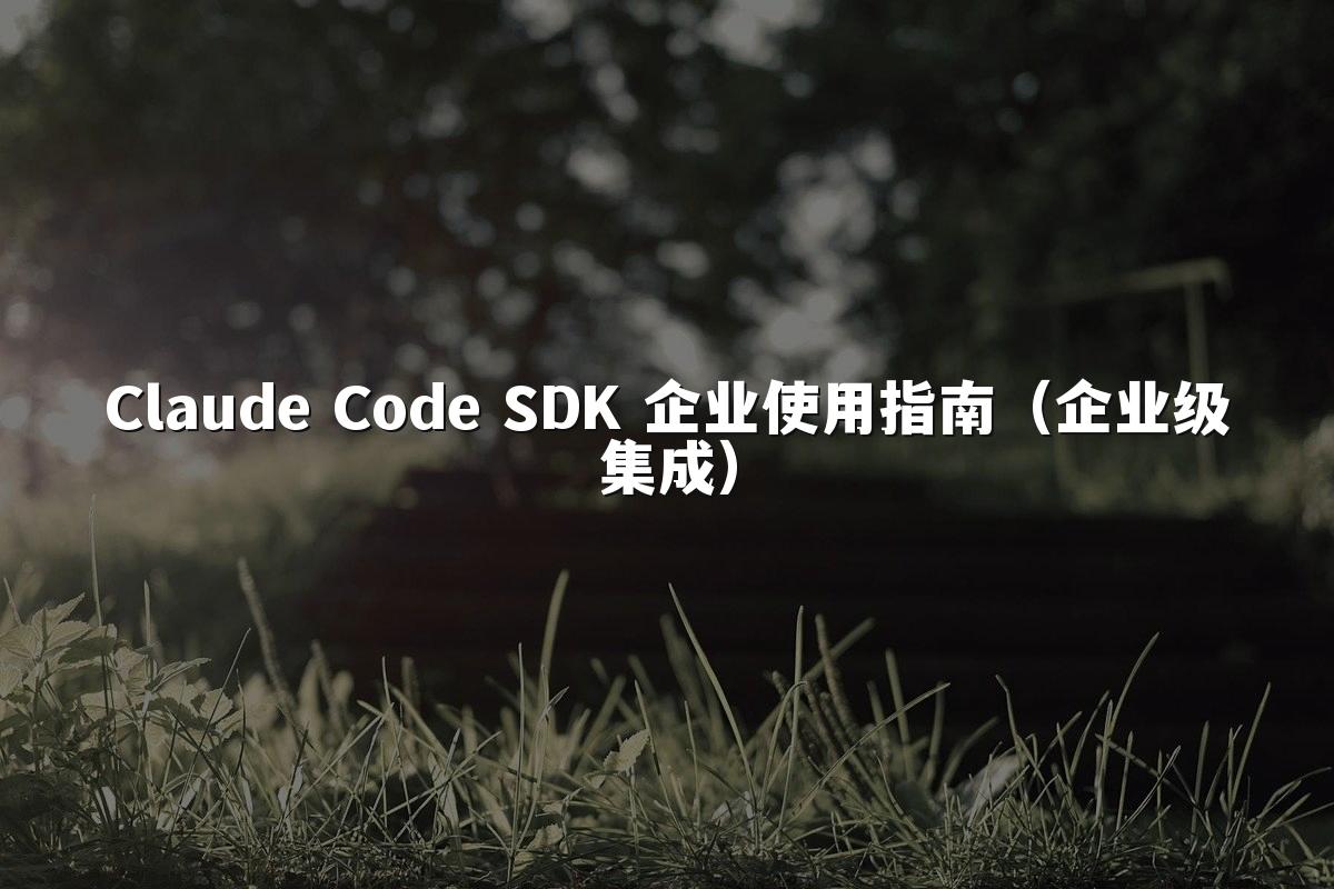Claude Code SDK 企业使用指南(企业级集成)