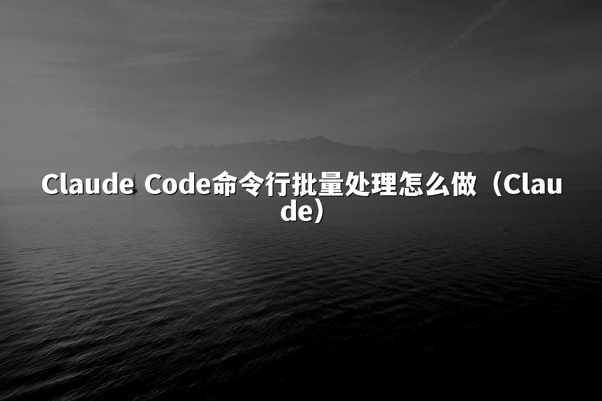 Claude Code命令行批量处理怎么做（Claude）
